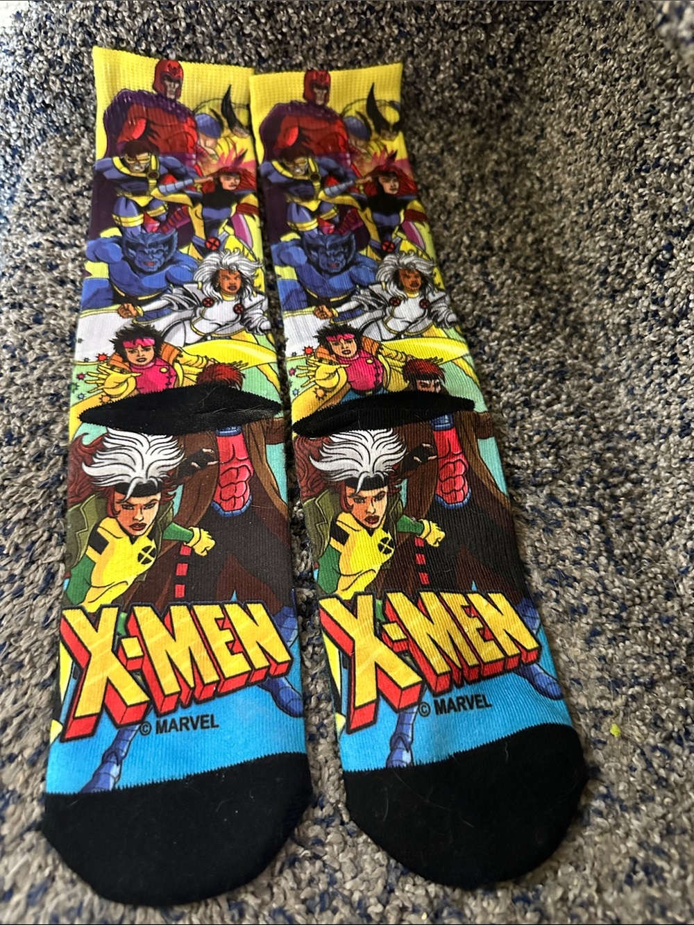 Marvel X-Men Graphic Crew Socks - Yellow, Blue, Black, Red